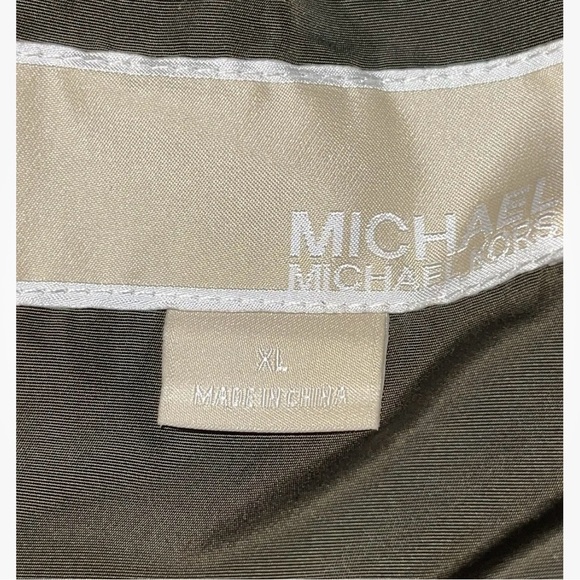 Michael Kors Woman’s Green With Gold Zippers Quilted  Hooded Jacket Size Xl - Picture 11 of 14